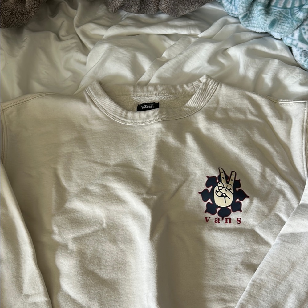 Vans Cream Sweatshirt with Graphic Design